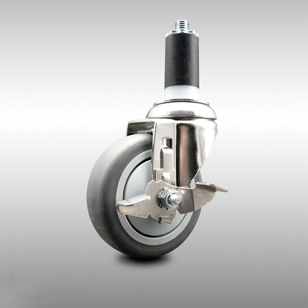 Service Caster 4 Inch 316SS Thermoplastic Rubber Swivel 1-1/4 Inch Expanding Stem Caster Brake SCC-SS316EX20S414-TPRB-TLB-114